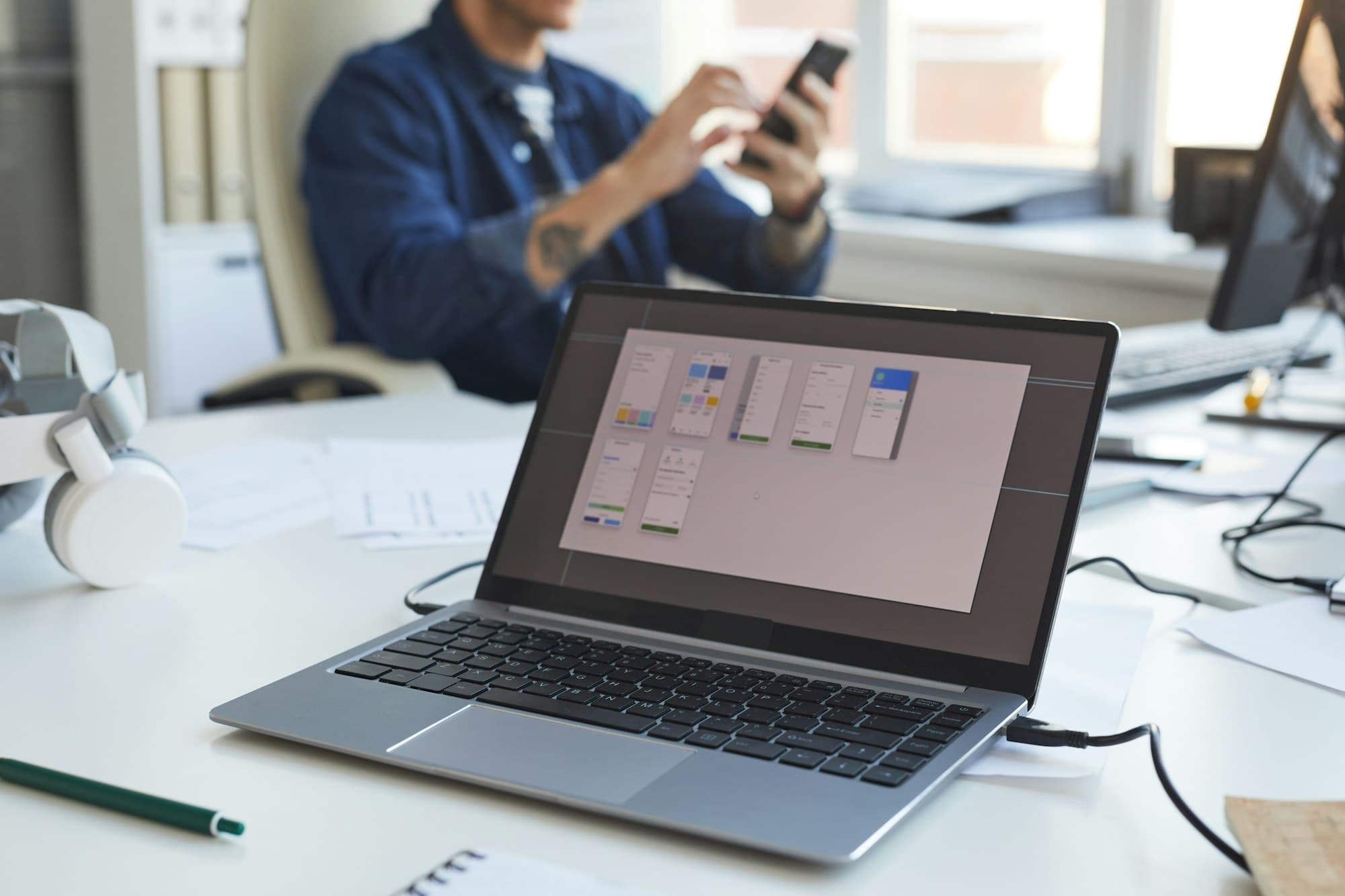 Software design sketches, technical architecture and user interface layouts